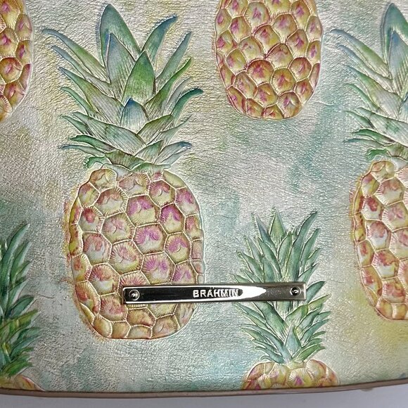 Brahmin Leather Mod Bowie Multi Pompano Pineapple Ring Handle Tote Bag NEW - Picture 5 of 12